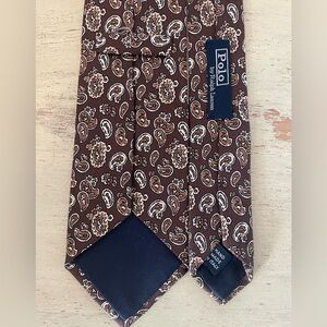 Polo Ralph Lauren Hand Made in Italy Paisley Print Silk Tie in Brown